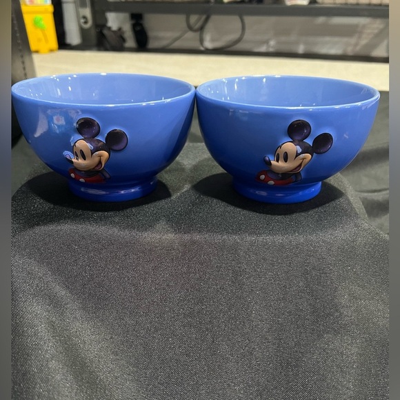Disney Mickey Mouse Blue Embossed Ceramic “3D” Cereal/Soup Bowls (2) - Picture 1 of 12